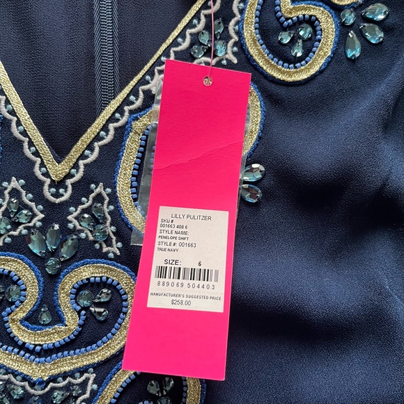 NWT Lilly Pulitzer Penelope shift blue embellished bling embroidered dress 6 - Picture 5 of 11